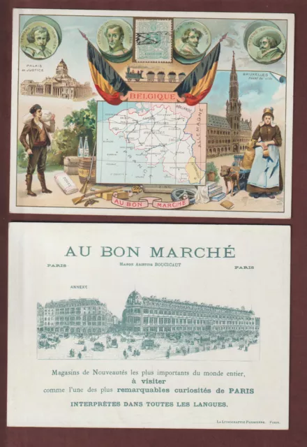 Au Bon Marché à PARIS - Chromos avec 1 timbre- Série "Les Pays"  = LA BELGIQUE