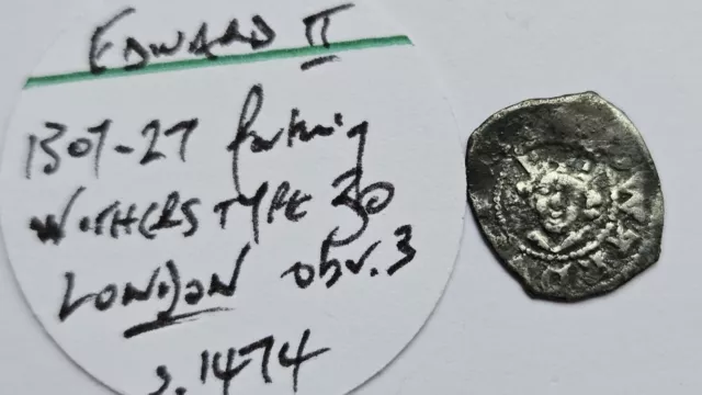 Edward II London Mint Silver Hammered Farthing