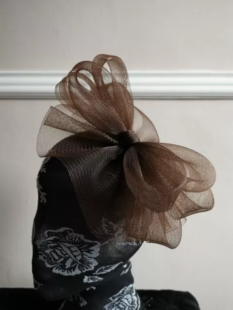 brown crin fascinator headband headpiece wedding party piece race ascot bridal