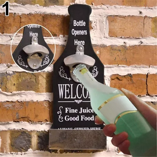 1Pc Retro Creative Wall Mounted Beer Style Decorative Hanger Bottle Opener 87