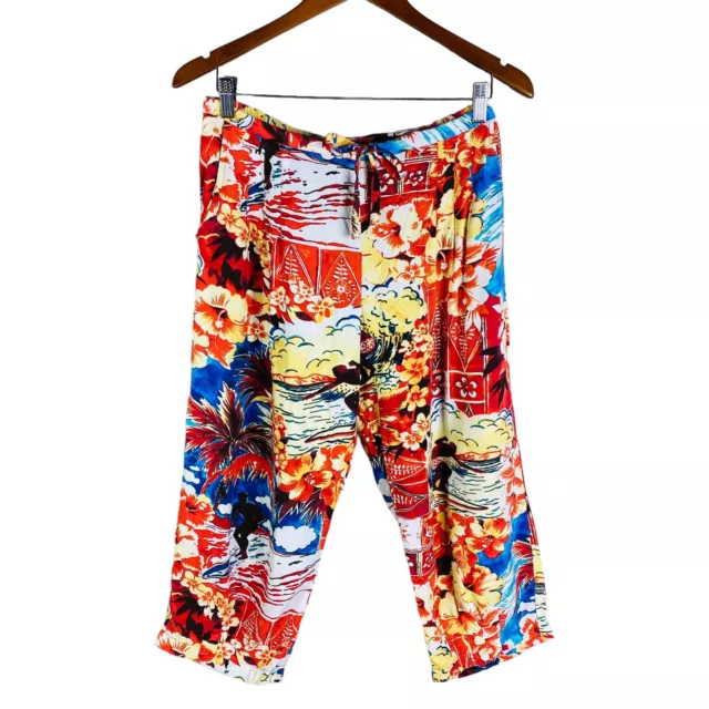 VINTAGE Jams World Pants Adult Large Colorful Abstract Surf Line Rayon Men  L NEW