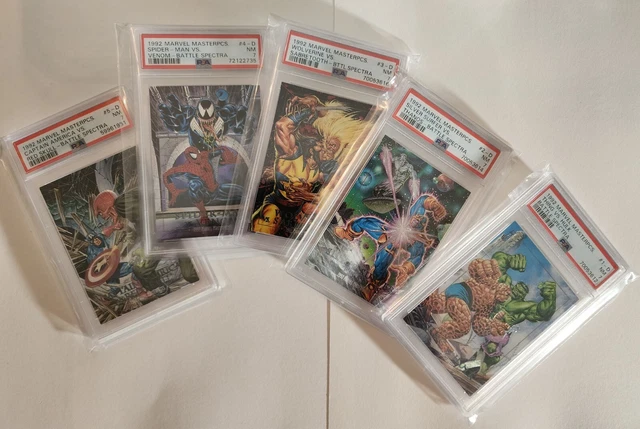 1992 Marvel Masterpieces Battle Spectra Etch Foil Full Set 1-5 Cards 1D-5D PSA 7