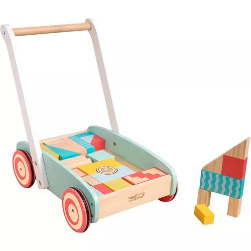 Wooden Baby Walker With Bricks - Brand New & Sealed