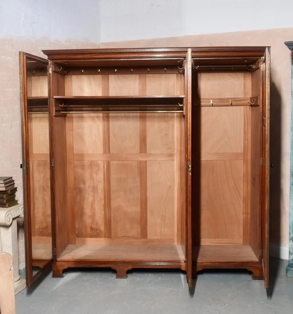 Antique Wardrobe Maple and Co Mahogany Triple Edwardian