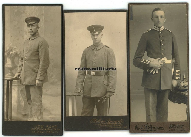 3x Orig. Foto CDV Portrait Soldaten in BERLIN Pankow Charlottenburg Pickelhaube