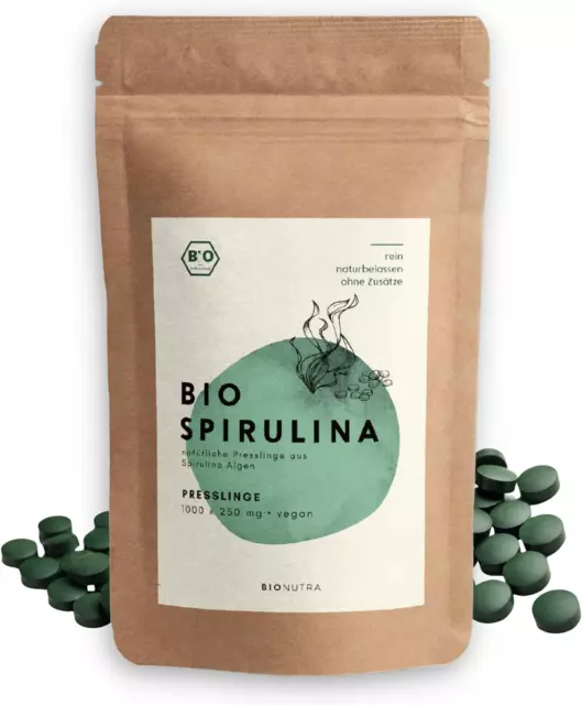 BIONUTRA® Spiruline Bio | En Comprimés | 250 G | Agriculture Biologique | Végan