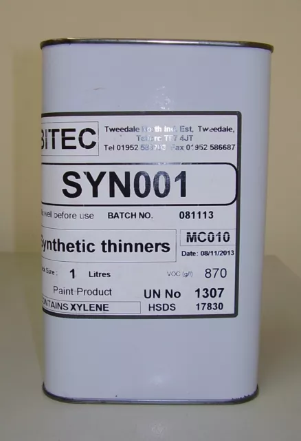 Synthetic Thinner 1L For Paint And Primer 1 Litre Fast Air Dry Thinners FP