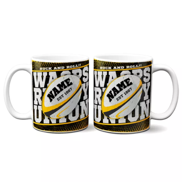 Personalised Wasps Mug Rugby Union Cup Birthday Dad Mens Fathers Day Gift RPM32