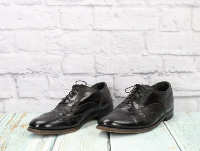 FLORSHEIM MEN'S BLACK Leather Lace Up Wingtip Oxford Dress Shoes Size ...
