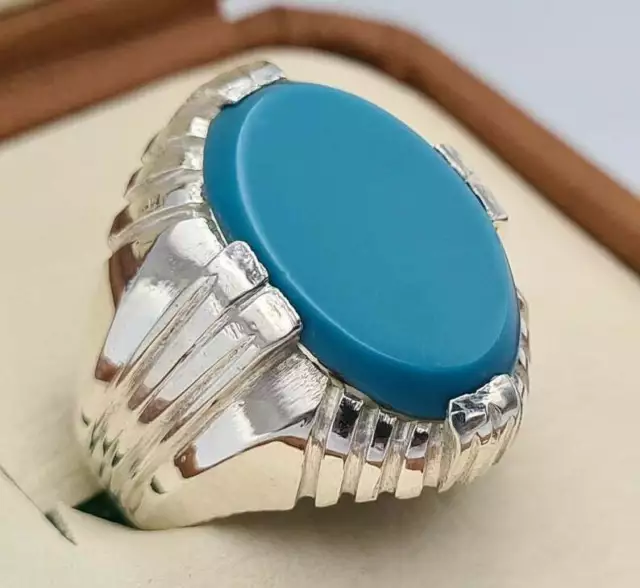 Natural Turquoise Ring Feroza Ring Sleeping beauty stone men real turquoise ring