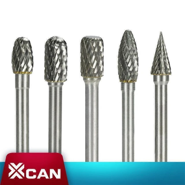 Double Cut Rotary File Kit Carbide Rotary Burrs Kit 6mm Shank 6x10mm 5pc
