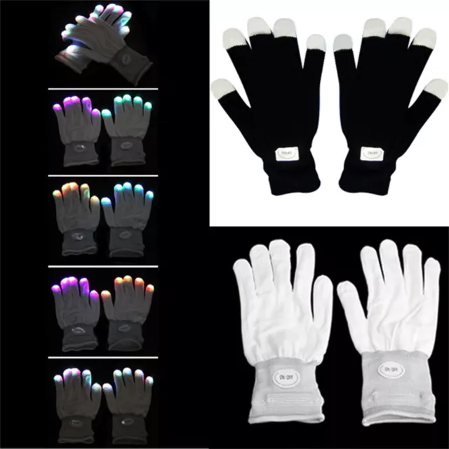 Flashing Gloves Glow 7 Mode LED Rave Light Finger Lighting Mitt Party Glow Games