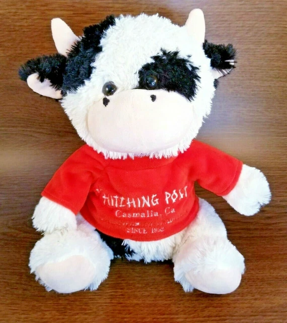 10" Hitching Post Cow Restaurant Advertising Plush Red Shirt Stuffed Animal Toy