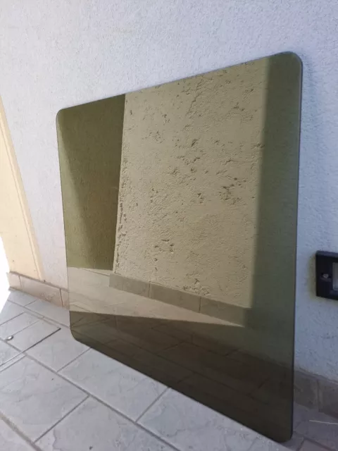 Piano In Vetro Fumè Per Tavolino Da Caffè O Salotto Anni '70, Mis. 70x0,8x70cm