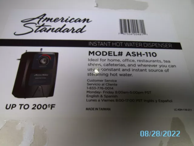 American Standard  Instant Hot Water Dispenser Mode # ASH-110