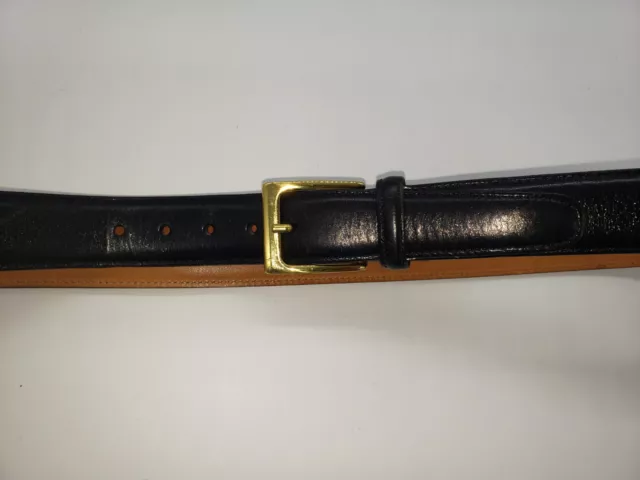 Trafalgar Men’s Black Hand Polished Cortina Handmade Leather Belt Size 40/100