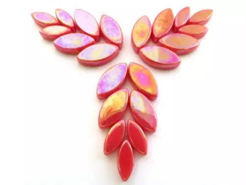 Iridised Watermelon Glass Petals - Mosaic Tiles Supplies Art Craft