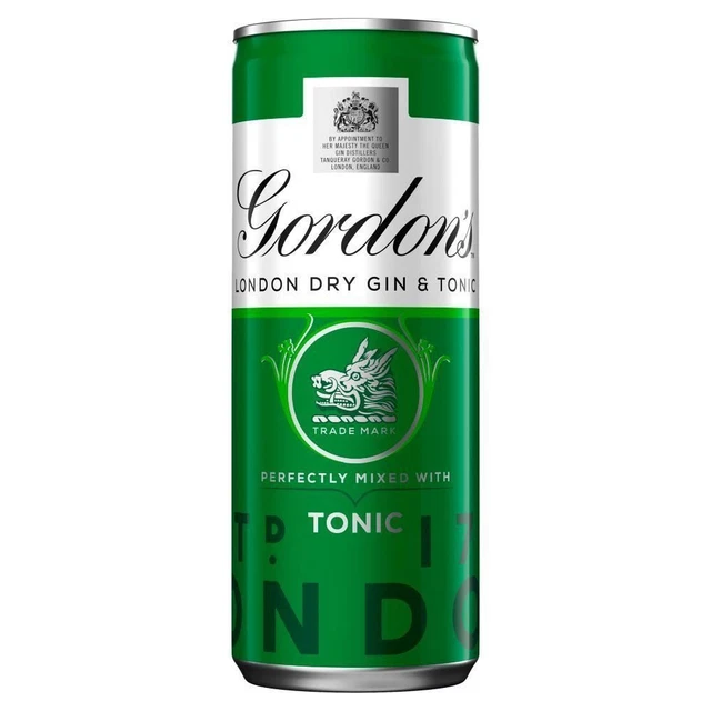 GORDONS LONDON DRY Gin & Tonic 12 X 250Ml Cans PreMixed Ready To Drink