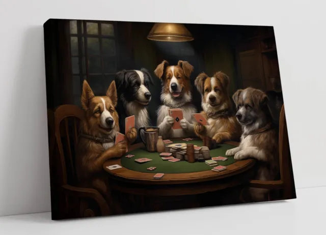 Hunde Pokerspiel 2 - Tief Gerahmter Leinwandkunstdruck
