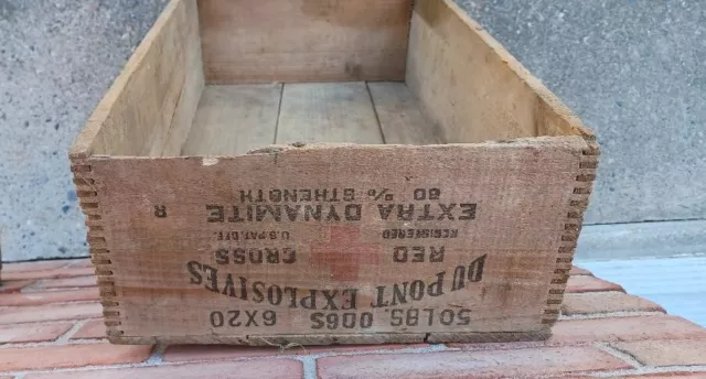 Vintage Dupont Explosives Wooden Box Mining Limestone Rock