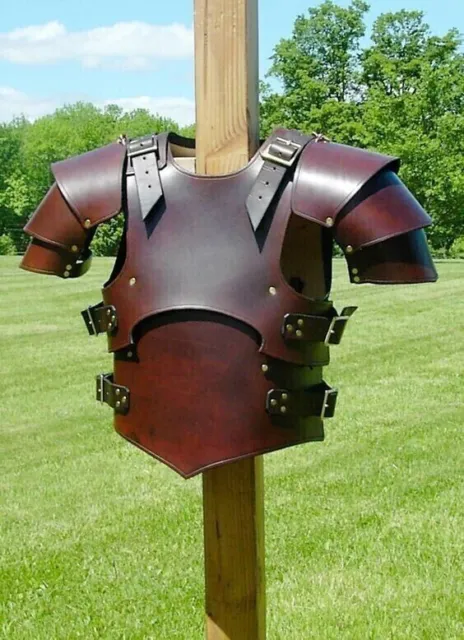 Black Leather Breastplate armour & Arm Bracers Medieval Viking