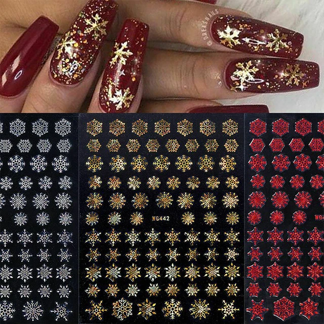 DIY Noël Ongle Autocollant Lase Or Hiver Flocon de Neige Art Ongle Auto-Adhés ,