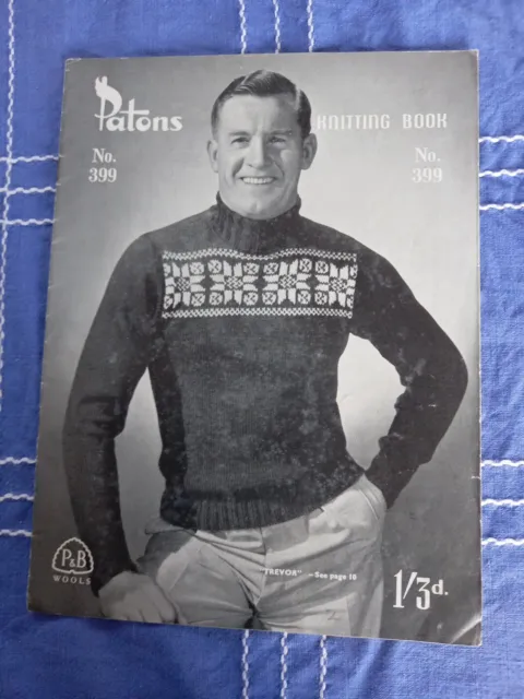 Patons knitting pattern bk 399 MENS Vintage 1950s