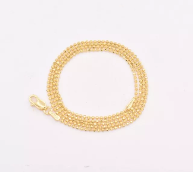 1.2mm Round Diamond Cut Bead Ball Chain Necklace Real Solid 14K Yellow Gold