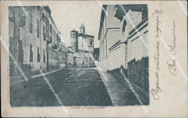 az486 cartolina asti citta' corso vittorio alfieri 1902 piemonte