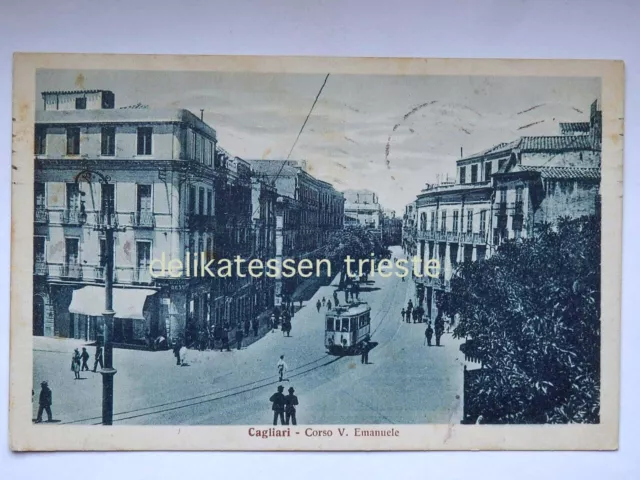 CAGLIARI TRAM tramway Corso V. Emanuele vecchia cartolina