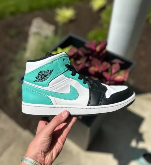 Nike Air Jordan 1 Mid Tropical Twist Teal Black Sz 10 Guc 554724-132 Sneakers