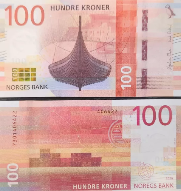 Norway - Norwegian 100 Kroner Banknote 2016 Series VIII - UNC Quality