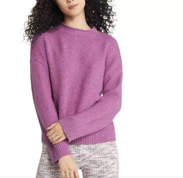 NWT BP Nordstrom Womens  Cozy Roll Crewneck Sweater Purple Plum Size S
