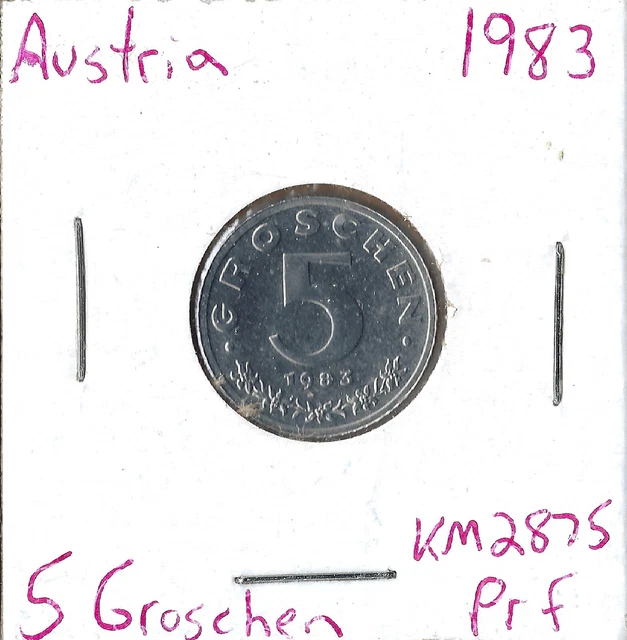 Coin Austria 5 Groschen 1983 KM2875, proof