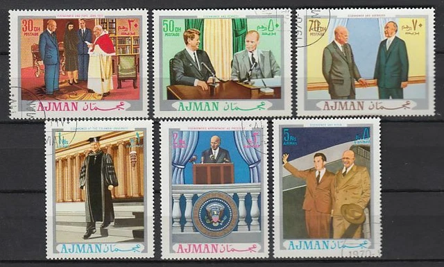 Ajman 1970 used Mi.622/27 A Eisenhower Präsident President Kennedy Politics