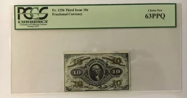 Fractional Currency Third Issue .10 Ten Cents Fr # 1256 Pcgs Choice New 63 Ppq