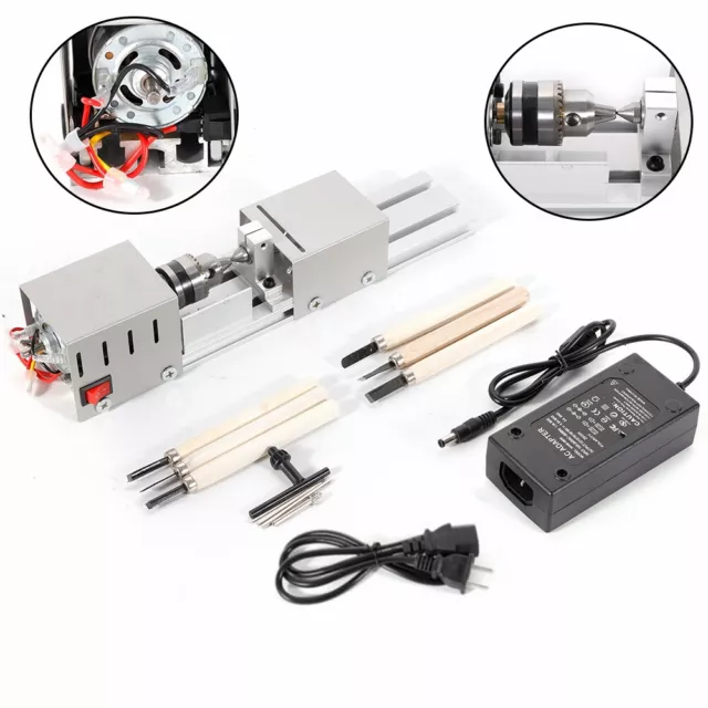 100W 12V Mini DIY Wood Lathe Machine Beads Polisher Table Polishing Cutting Tool