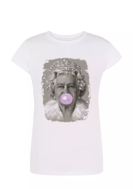 T-Shirt Regina Elisabetta The Queen fashion Donna 100% Cotone Taglia S XXL