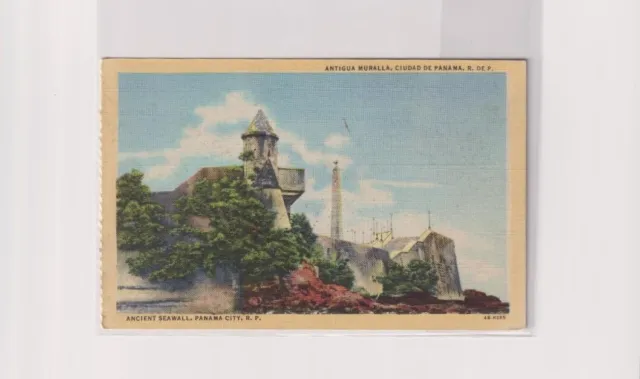 Vintage Ancient Sea Wall in Panama City Postcard