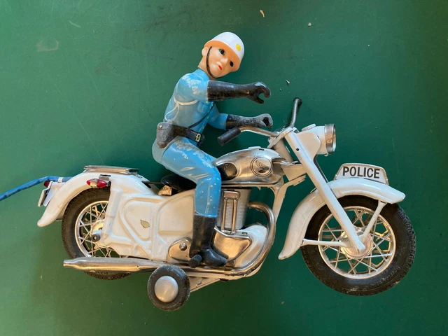 Ancienne Moto De Police Bandai En Tôle Téléguidée – Années 60