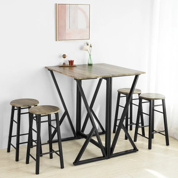 Juego de mesa de comedor y silla plegable extensible con 4 taburetes mesa de cocina moderna