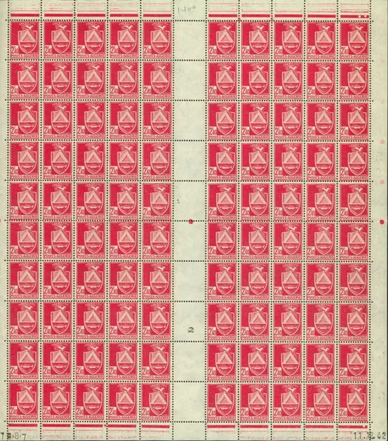Algeria 1942-French Colony-MNH stamps. Yvert Nr.:193. Sheet of 100(EB) AR1-00412