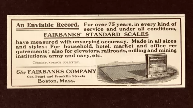 1905 Fairbanks Standard Scale Advertisement Boston MASS Antique Print AD