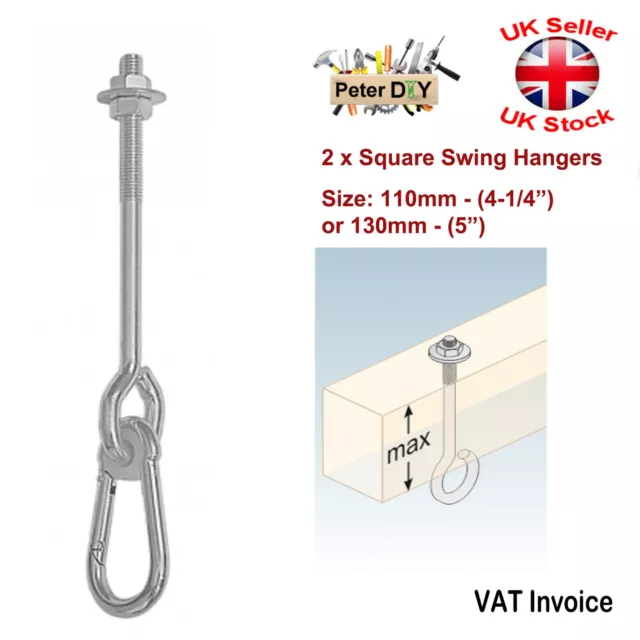 2 x SWING HOOK HANGER Climbing Frame For ROUND and SQUARE BEAMS WITH SHACKLE