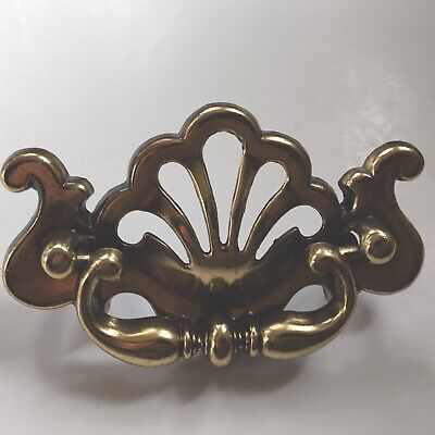 VTG  ORNATE SOLID-BRASS DRAWER DROP-BAIL PULL HANDLE: Shiny Finish WINGS