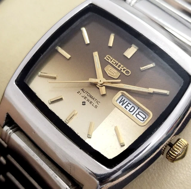 RARE VINTAGE SEIKO 5 Automatic Tiger Eye Dial Men's Watch Case Size 36.6mm EUR 81,56 PicClick FR