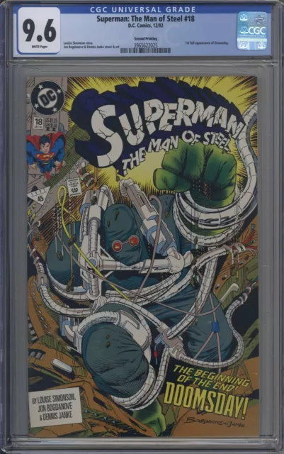 Superman: Man of Steel # 18 CGC 9.6 SECOND PRINT 1st Full Appearance of Doomsday