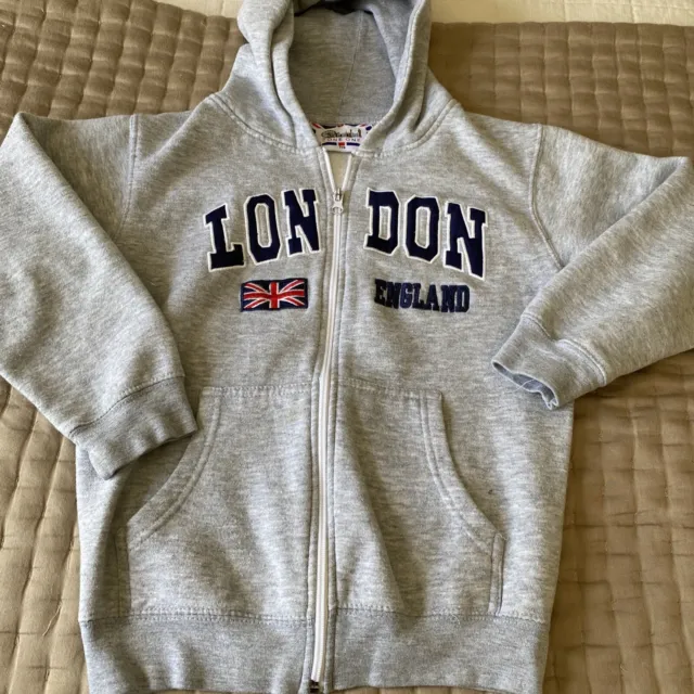 Kids London England Hoodie Size 7/8 gray Sweatshirt Pullover Unisex Boys Girls