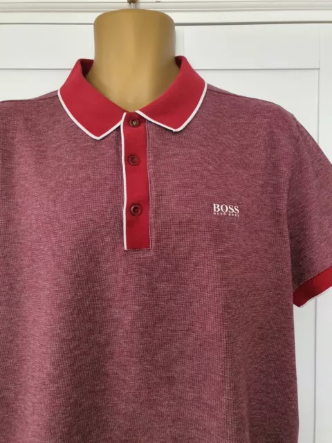 Hugo Boss Polo Shirt,  Size Xl, Pit To Pit 23 , Burgundy With Red Trim