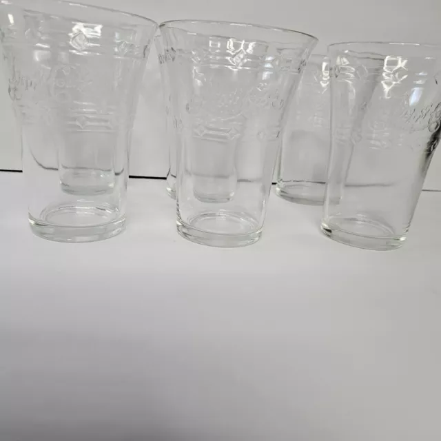 Pepsi Cola 1973 75th Anniversary Clear Flare Etched 6 Drinking Glasses Vintage